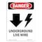 Signmission Safety Sign, OSHA Danger, 14" Height, Aluminum, Underground Live Wire, Portrait OS-DS-A-1014-V-1600 - alternate 1